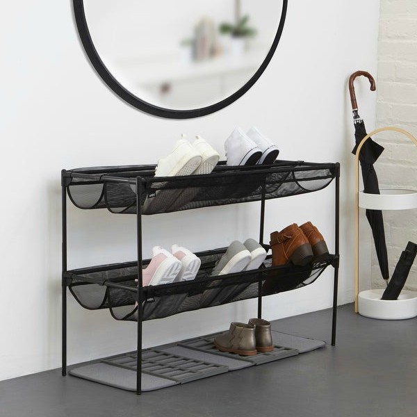 Wide-Steel-Two-Tiered-Stackable-Shoe-Rack