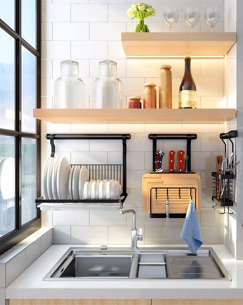 wall dish rack 1 - 20 Space-Saving Ideas That Put Your Walls to Work