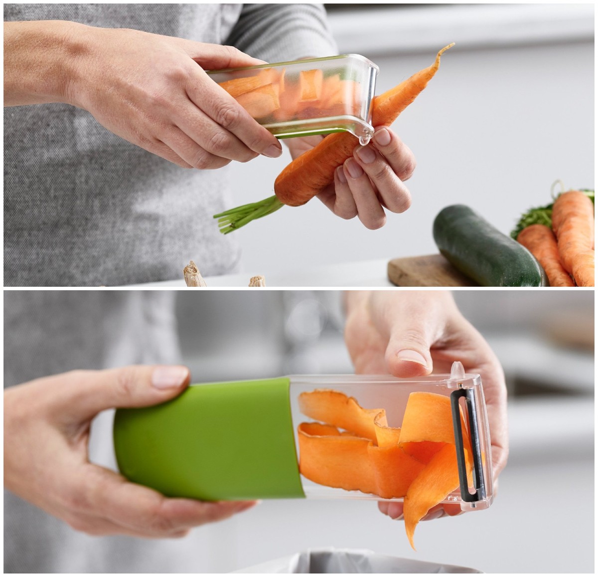 peeler with waste holder