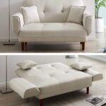 beige sleeper loveseat sofa