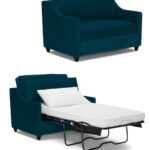 velvet blue sleeper loveseat sofa
