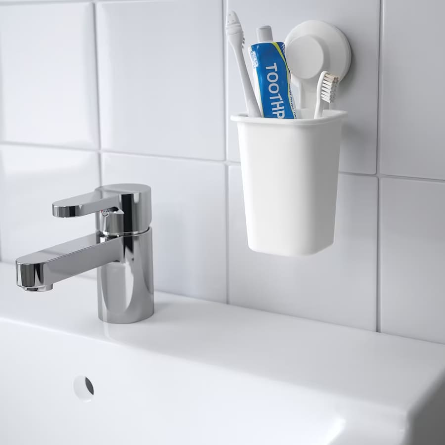 tisken toothbrush holder with suction cup white  0863030 pe702948 s5 1 - 50 Small Bathroom Ideas – Make the Most of Your Tiny Space