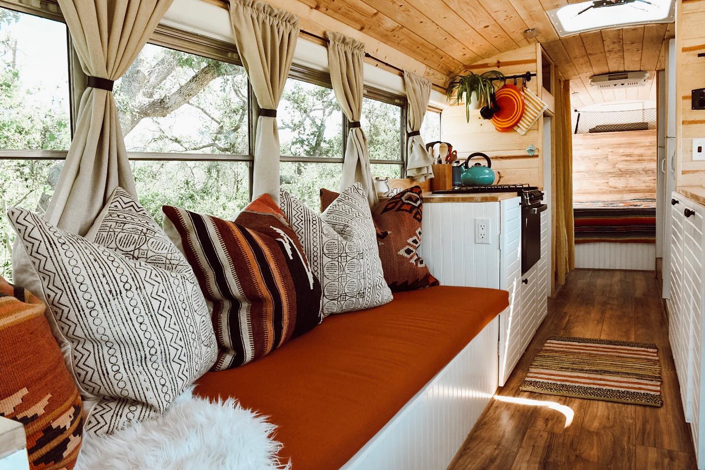 onewildride bus conversion 31 - Couple Transforms Old School Bus Into Beautiful Home With Help From YouTube Tutorials and Friends