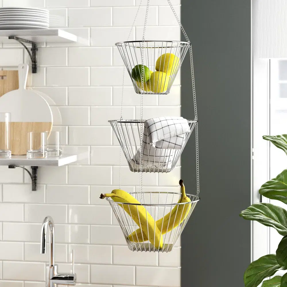 PrepSavourChazzStainlessSteelHangingFruitBasket - 50 Small Kitchen Ideas: How to Make Your Tiny Space Work Harder