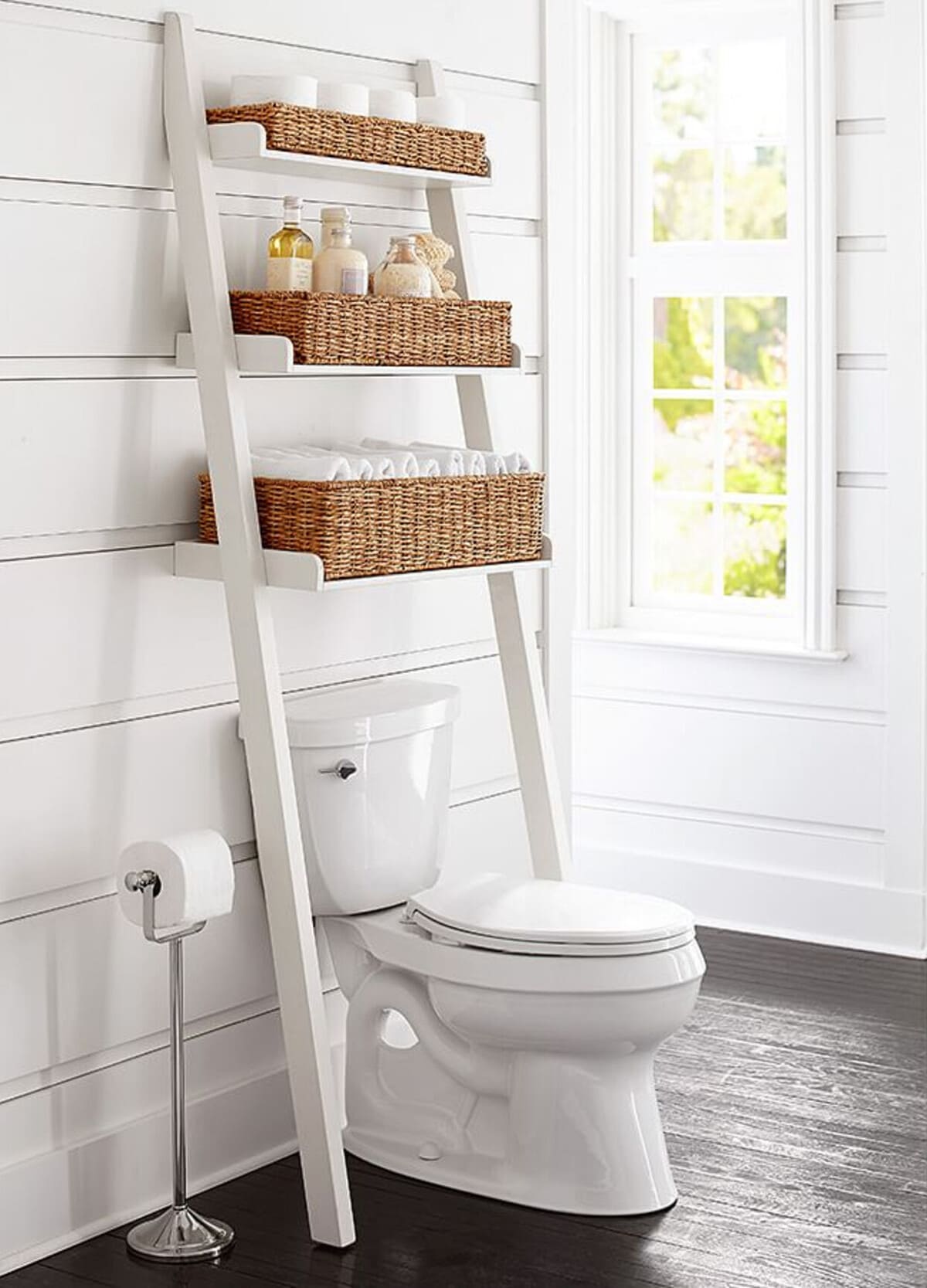 SONGMICS Over-the-Toilet Storage, Bathroom Cabinet with Inside Shelf, White