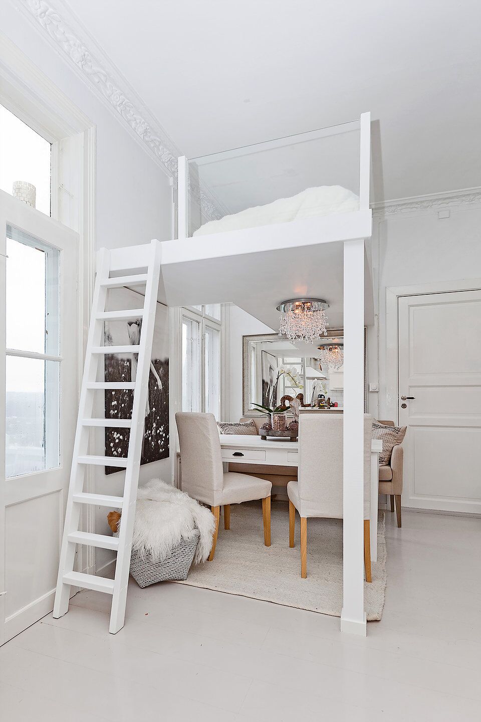 loft bed over dining table - 50 Small Living Room Ideas: Get the Most Out of Your Tiny Space   