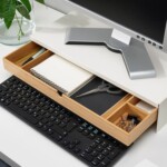 ELLOVEN Monitor stand with drawer_ white