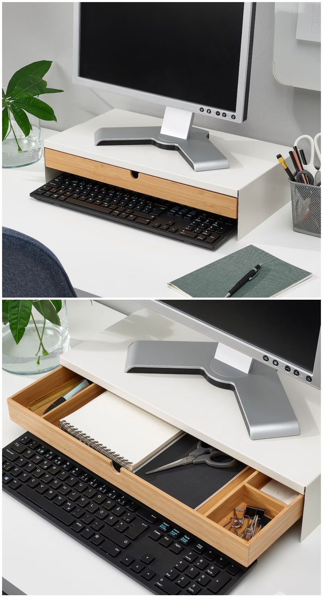 Acrylic and Silver 3 Piece Desk Accessory Set — OfficeGoods