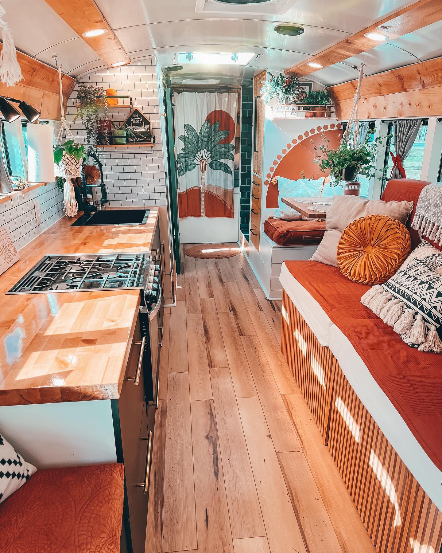 bumpin bus conversion 16 - From Army to Adventure: Couple Converts Old Bus Into Beautiful Boho Home on a $30K Budget