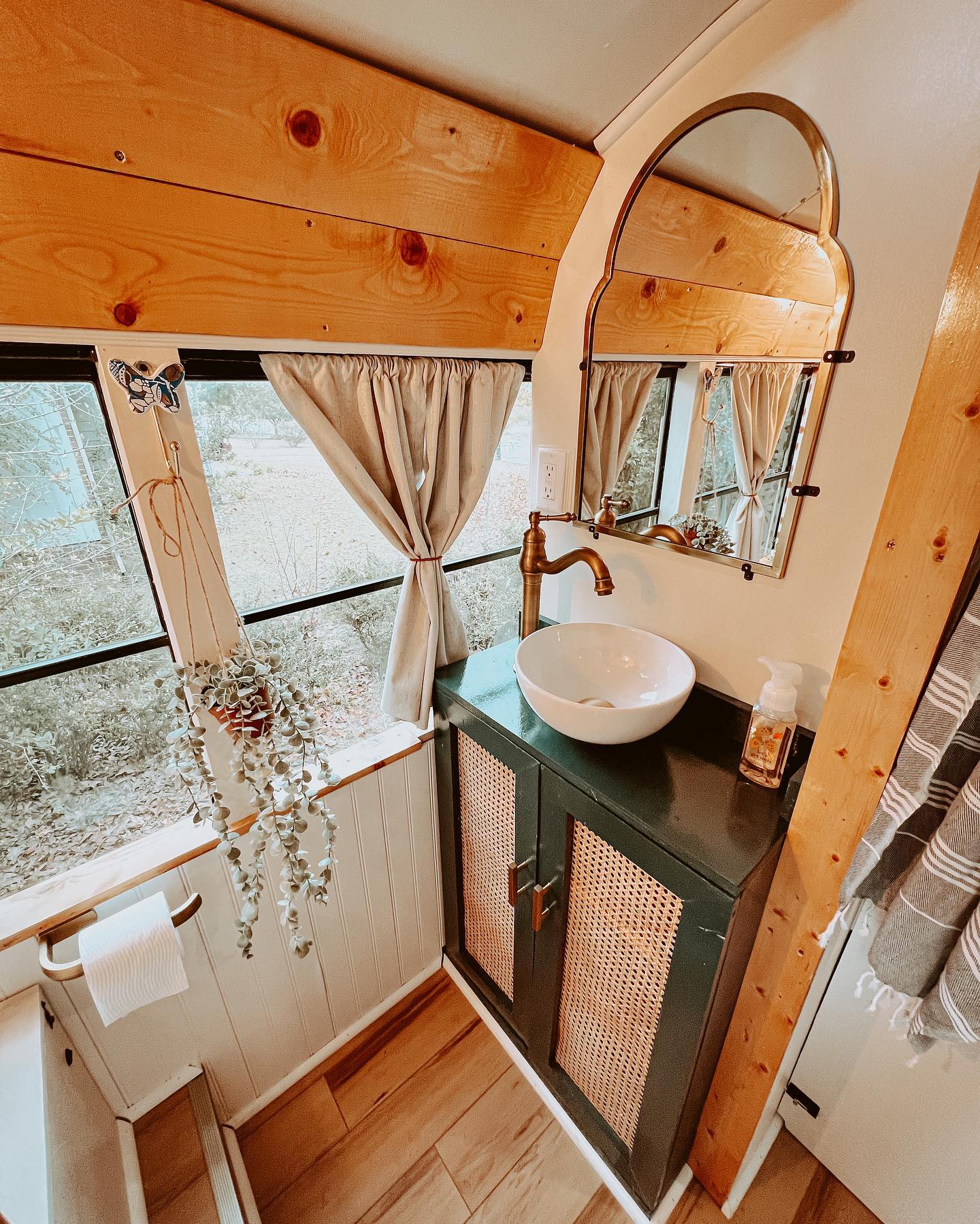 bumpin bus conversion 7 - From Army to Adventure: Couple Converts Old Bus Into Beautiful Boho Home on a $30K Budget