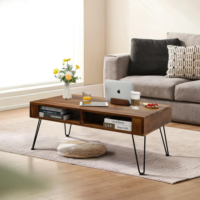 NetaWalnutCoffeeTablewithStorage - 30 Stylish Coffee Tables With Storage to Keep Your Living Space Clutter-Free