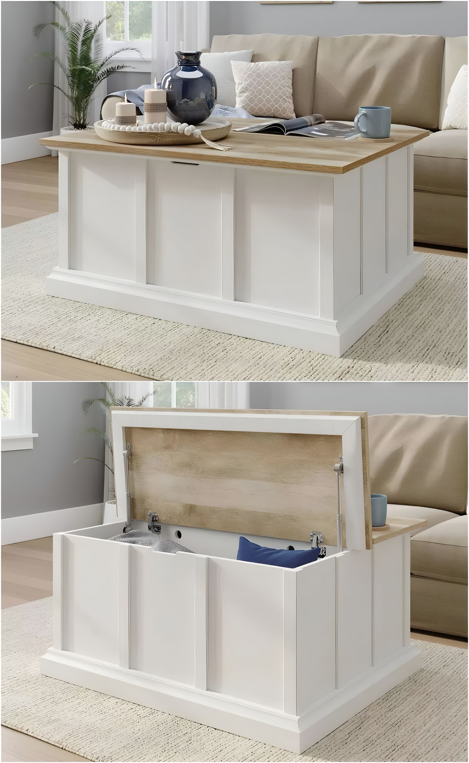 sharpen enlarge white farmhouse coffee storage table  1  scaled 1 - 30 Stylish Coffee Tables With Storage to Keep Your Living Space Clutter-Free