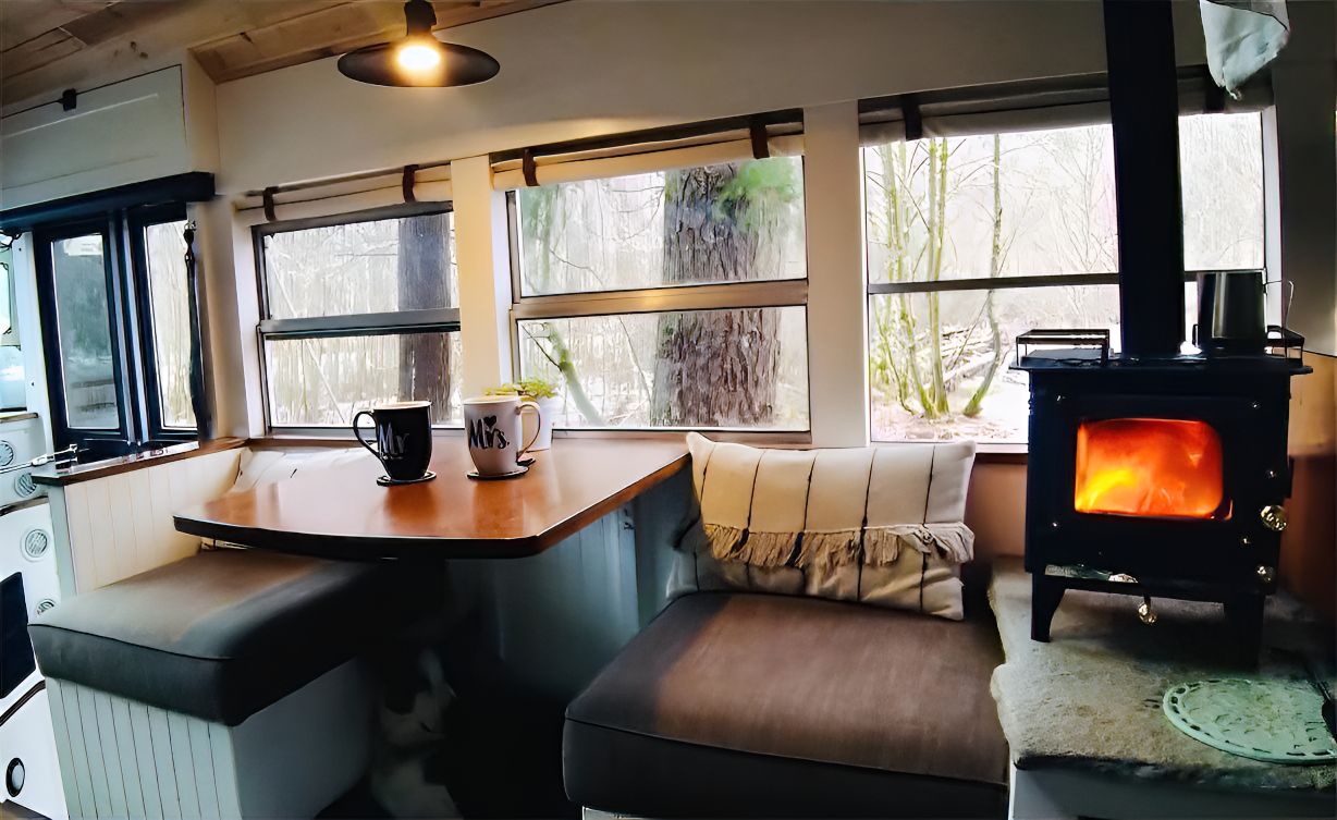 sharpen shore leave skoolie bus conversion 36 1 - Retired Couple Lives the Dream in a Converted School Bus – See Inside Their Gorgeous Home.