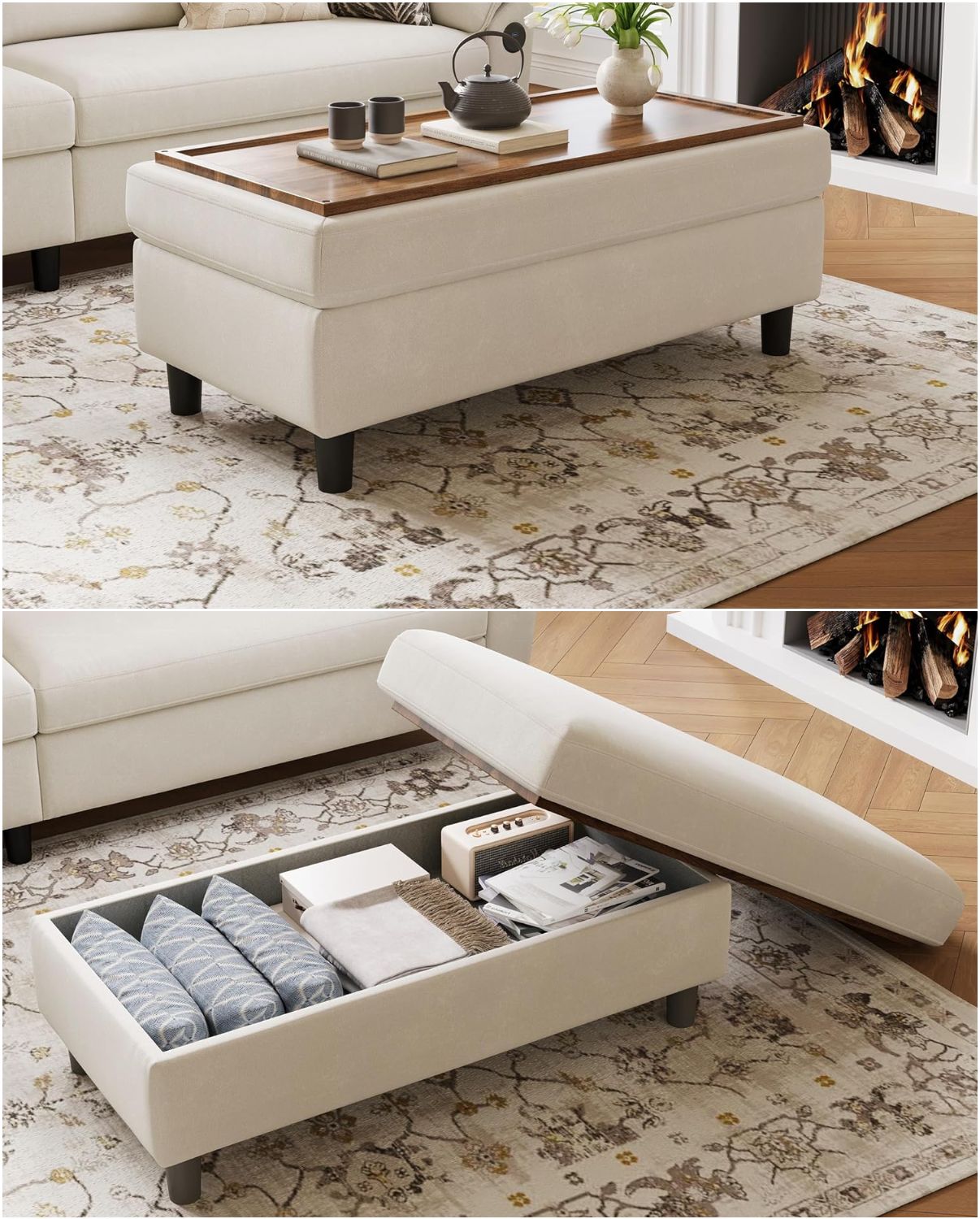 storage ottoman 1 - 30 Stylish Coffee Tables With Storage to Keep Your Living Space Clutter-Free