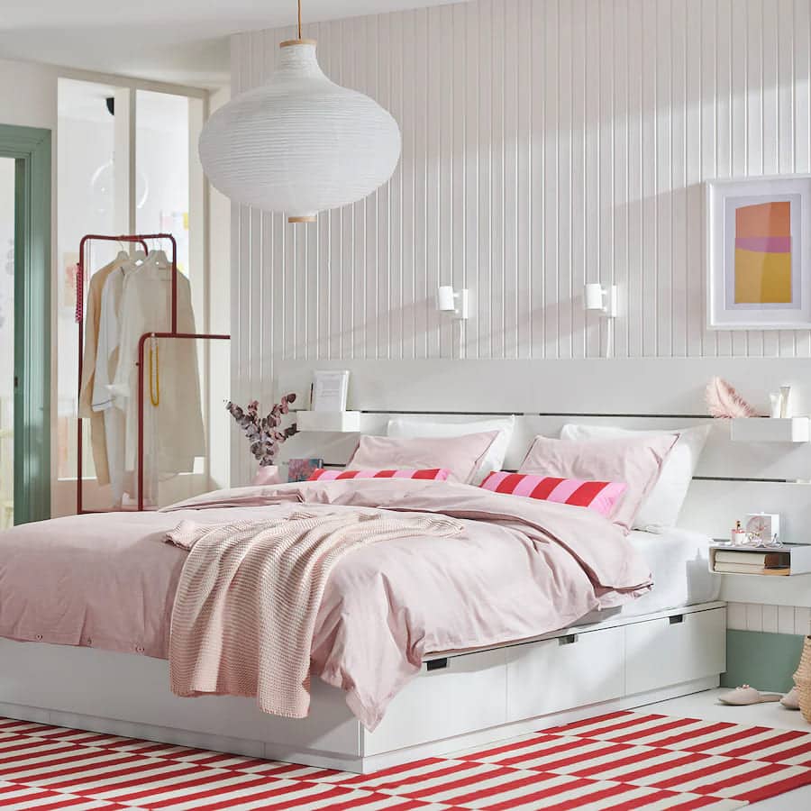 nordli bed with headboard and storage white  0966546 ph175104 s5 - 15 Storage Beds That Prove You Don’t Have to Sacrifice Style for Storage