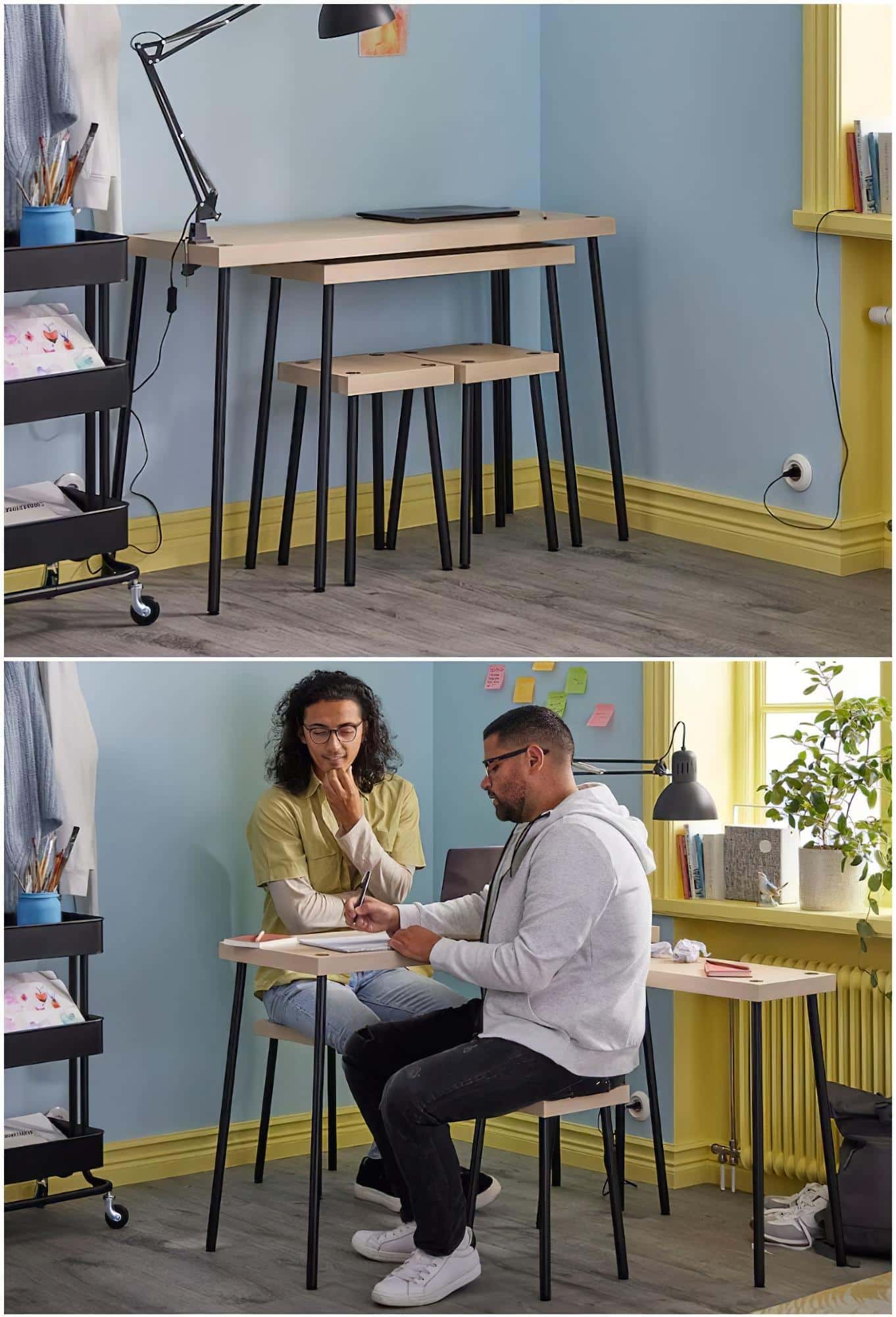 enlarge desk stools enlarge - 34 Smart IKEA Small Space Solutions to Unlock Your Home's Potential