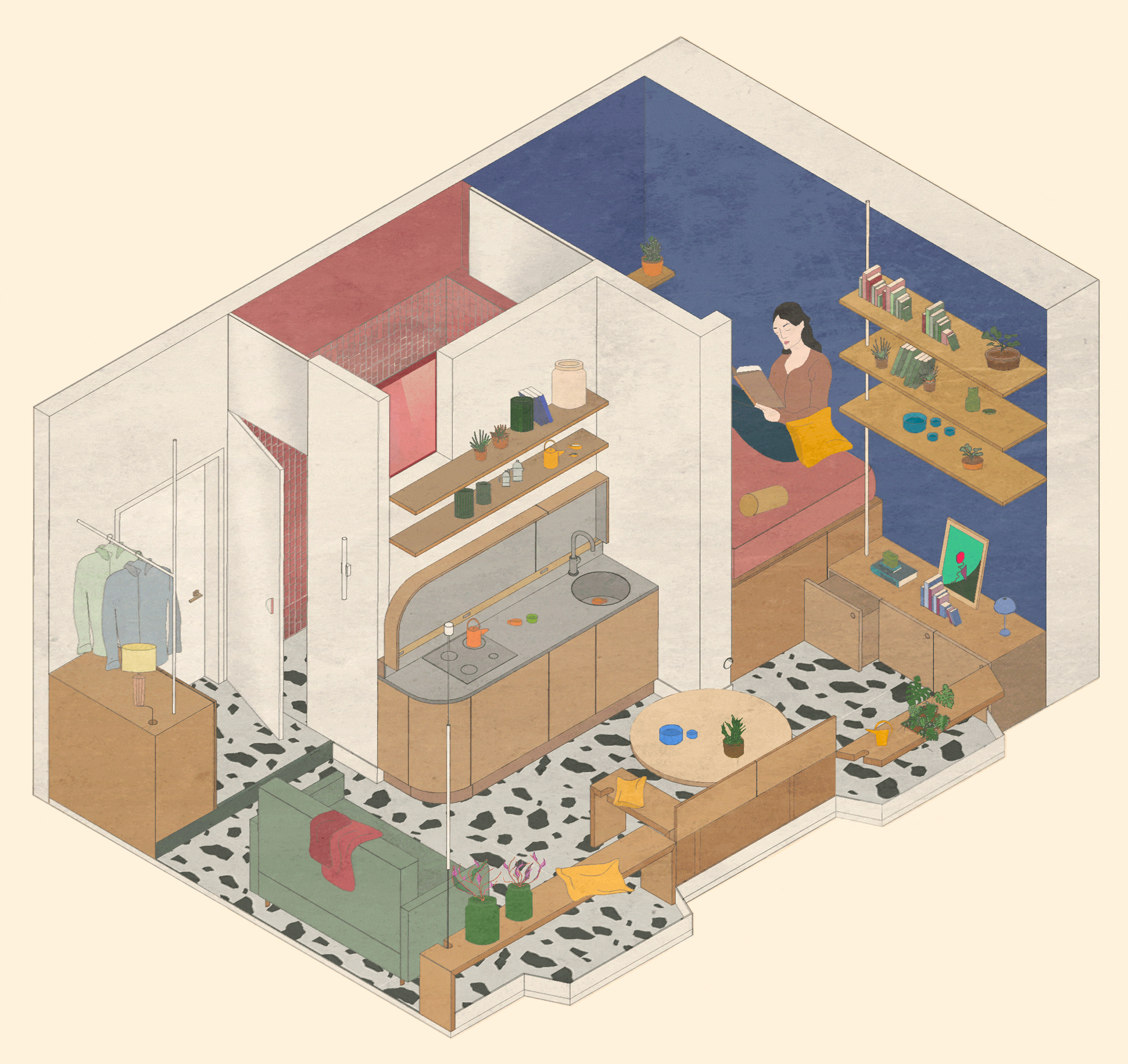 ANF GIF AXO - This Teeny-Tiny Milan Apartment Hides Some Seriously Clever Design Tricks