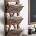 3 Pocket Wood Hanging Wall File Holder Rustic Brown