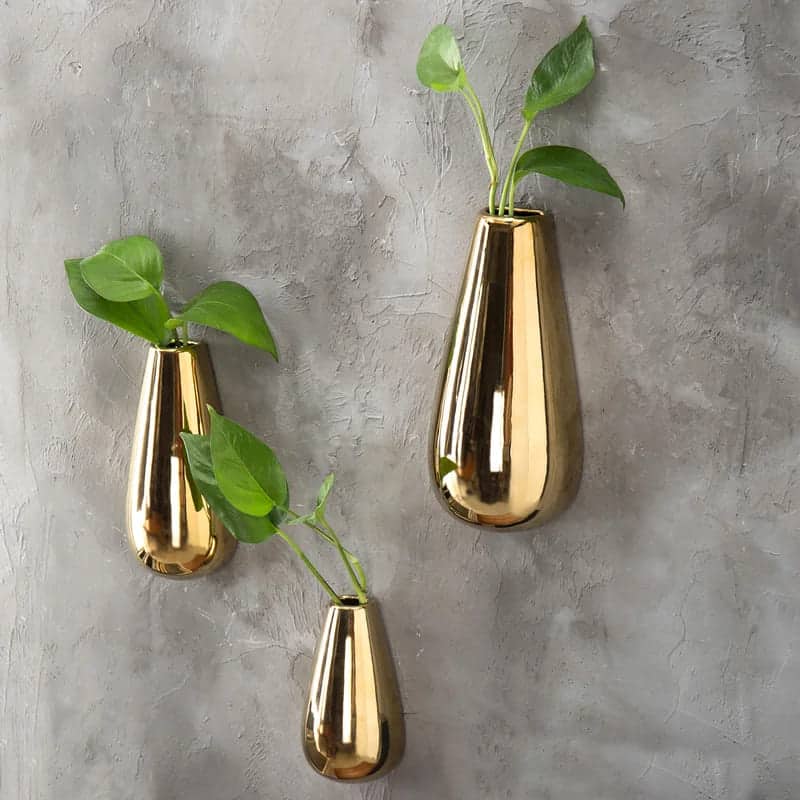 CeandraCeramicWallPlanterGold - 12 Beautiful Vases You Can Hang on the Wall for a Stunning Vertical Display (2025)