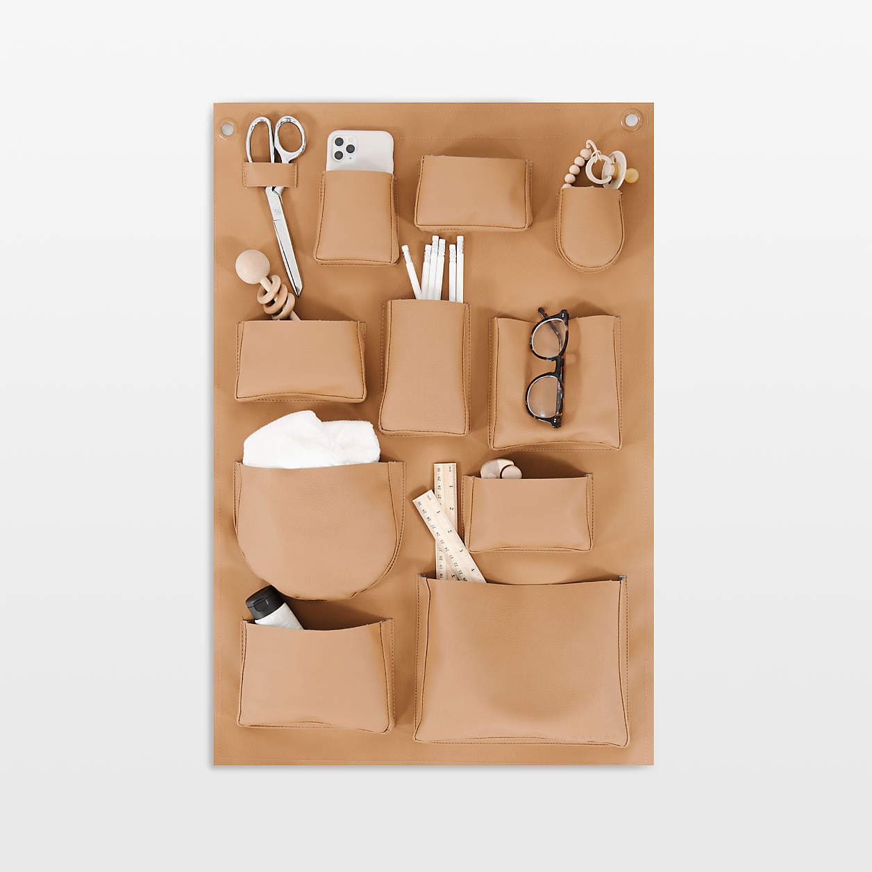 Gathre Wall Tidy Camel Brown Hanging Storage Organizer - Go from Cluttered to Curated with 20 Smart Wall Organizers