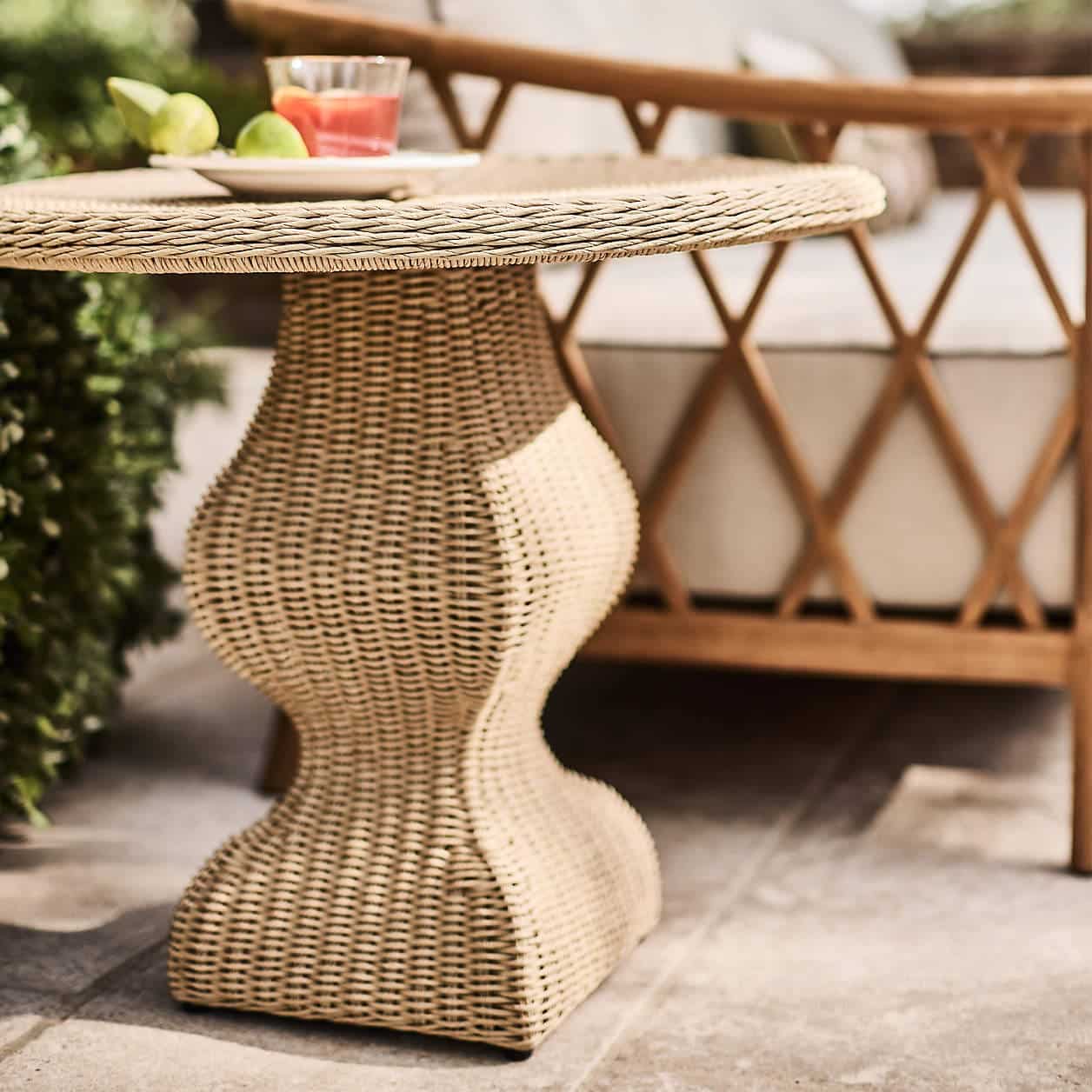 The Felix Wicker Outdoor Side Table by Jake Arnold - Coastal Charm Meets Old Hollywood in Jake Arnold’s Latest Crate & Barrel Collections